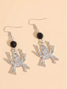 1 Pair Halloween Gothic Rhinestone Net Bat, Skull, Spider Stud Earrings For Women, Suitable For Holiday Costumes And Daily Wear