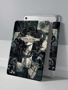 Wunderschönes Herz-förmiges Muster, schwarzer Schlangenkopf, mosaikartig bemaltes Muster, transparenter stoßabsorbierender Silikon-Halter mit Stiftschlitz, geeignet für Galaxy Tab A8 10.5, S6 Lite 10.4, S7/S8/S9 Zoll. Es unterstützt Sleep/Wake-Funktion und eignet sich als Urlaubsgeschenk - Verschiedenfarbig - Übersicht 3