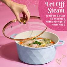 Paris Hilton 4.6 Quart Dutch Oven Cast Aluminum With Clean Ceramic™ Nonstick Coating Oven And Dishwasher Safe Blue - Như hình ảnh như hình ảnh - Xem 7