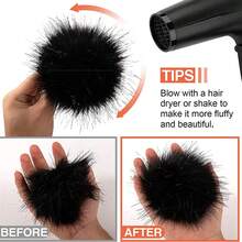 20pcs Faux Fur Pom Pom - 2.76 Inch Fluffy Pom Pom Balls With Elastic Ring Keychain Scarf Gloves Purse Accessories - White - View 3