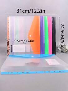 Carpeta de archivos de PVC transparente gruesa con botón a presión, tamaño A4, carpeta de archivos transparente y resistente al agua de gran capacidad con bolsillo para etiqueta, organizador de documentos, para almacenamiento de documentos de oficina y organización de artículos de papelería de estudiantes, excelente para la temporada de regreso a clases