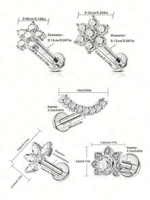 1 pieza de Pendiente con poste roscado internamente de acero inoxidable con rhinestones, aro de labio, pendiente de labio, joyería de piercing de Medusa de Ashley Monroe para labio y oreja, pendientes de labrete, adecuados para uso diario, fiesta, cita, regalo del Día de San Valentín, amigos, compañeros de clase, Día de la Madre