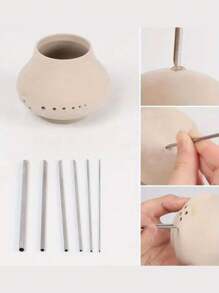 6 قطع أدوات من الفولاذ المقاوم للصدأ لتشكيل الحفر والنحت والقطع والدمغ على الخزف والسيراميك والطين البوليمري ، طقم أدوات نحت وتشكيل الخزف والطين البوليمري - أدوات دقيقة للنحت والدمغ والصياغة للسيراميك والمشغولات اليدوية