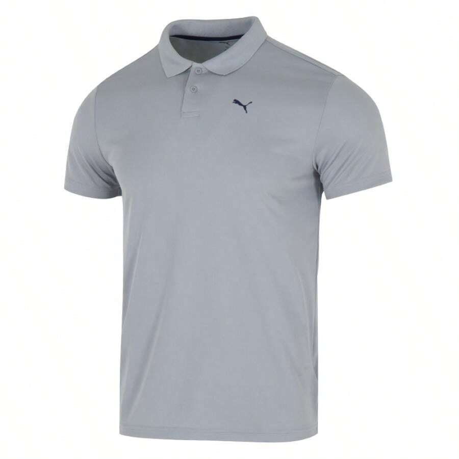 Puma 男士高性能 Polo 衫，休闲日常穿着，户外运动 T 恤，短袖，528699 - 中灰色 - 查看 1