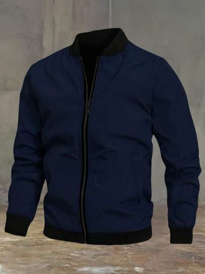 Chaqueta de béisbol casual de invierno para exteriores de talla grande, con cuello alto, dunicolordo, con cremallera y gruesa, regalo para novio, esposo, amigo, Día del Padre