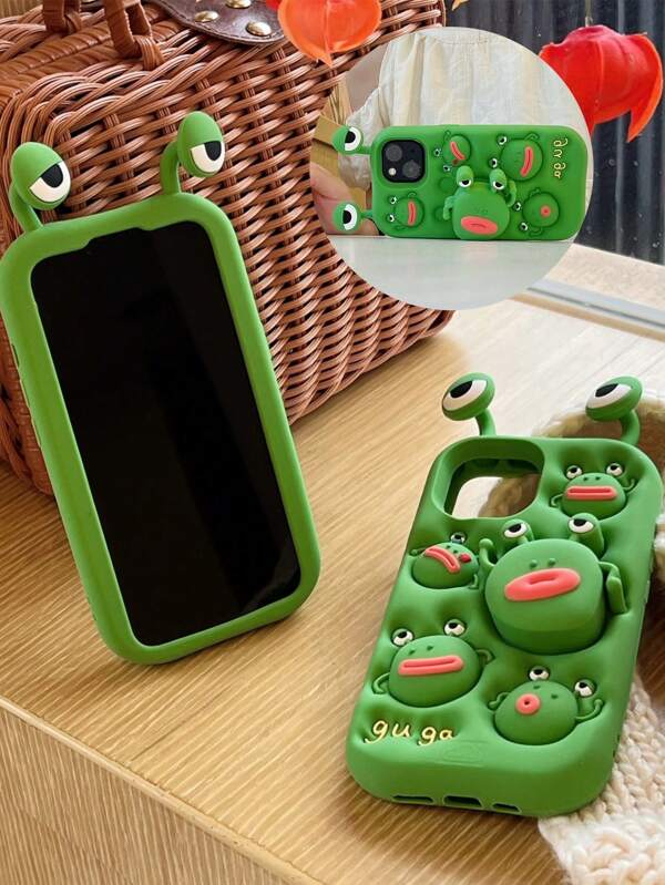 Lustiges Handyhülle, Hässliche Handyhülle 1 Stück mit rotierendem Frosch Design, stoßfeste Vollabdeckung Handyhülle, süße Stresslinderung, kann als Ständer verwendet werden, variiert je nach Handymodell