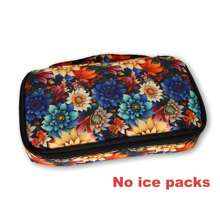 Sac isotherme portable grand pour l'insuline - Conception légère et durable pour le camping et les voyages extérieurs, compartiment isolé pour préserver les médicaments, sac isotherme pour médicaments | Sac motif floral | Refroidisseur en polyester