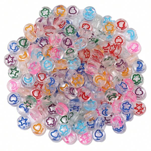 100pcs Star & Heart Shaped Beads For DIY Jewelry Making