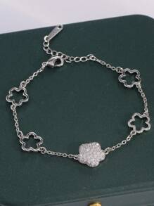 1pc Lucky Four-Leaf Clover Stylish Women's Bracelet With Cubic Zirconia, Surprise Gift For Valentine's Day, Birthday, Mother, Girlfriend, Daughter Valentines
