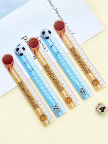 1pc Basketball Acrylic Ruler Measuring Tool, 15cm Straight Ruler For Student, School, Office Supplies School Supplies, Back To School