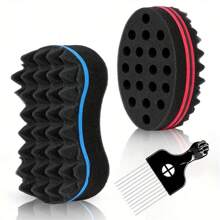3-Piece Hair Styling Set Suitable For Everyone - Curling Brush, Knot Sponge, Suitable For Textured Hair