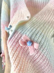 Chaqueta de punto con lazo arcoíris corto hecho a mano y esponjoso para mujer, para otoño/invierno de la marca Wixra