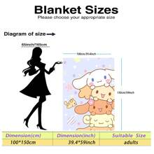 Sanrio Mehrfarbige Jellybean Corgi Hund Anime Decke - Gestrickte Polyester Fleece, modernes digitales Druckbild, Cartoon Thema, Sanrio Kitty Merchandise, gemütliche Ganzjahres Heim Dekor Tagesdecke, maschinenwaschbar