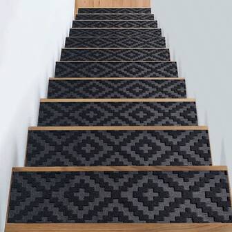 15 st/7 st präglade trappsteg, självhäftande halkfria trappmattor för hem, lägenhetstrappor