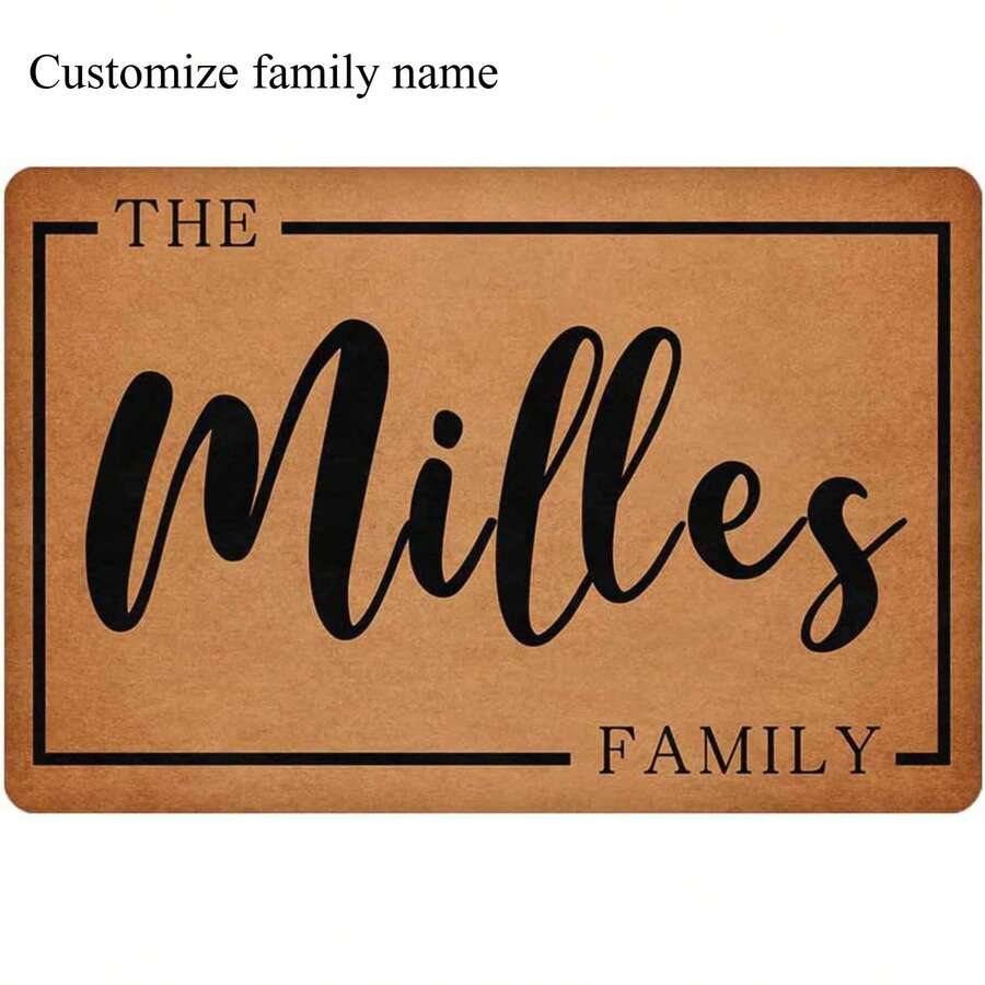 1pc 16"*24" 18"*30" Personalized Door Mat For Front, Custom Yard Welcome Mats For Outdoor, Retro Garden Decor Doormat With Family Name, Customized Front Outdoor Decor Mat - Black - View 1