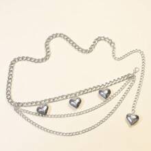 1 pièce Chaîne de taille multicouche en métal punk en forme de cœur, accessoire de décoration hip-hop à la mode pour un usage quotidien