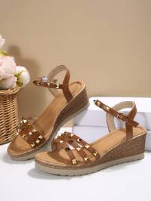 Plus Size Women's New Fashion Lightweight Comfortable Platform Wedge Sandals, Outdoor Beach Holiday Flip Flops - Brown - View 6