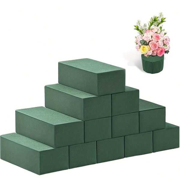 6 piezas/3 piezas/1 pieza Bloques de espuma floral verde aptos para flores frescas y de seda, de 10,5 cm x 7,5 cm x 6,5 cm - Excelentes para decoración, plantación y manualidades DIY