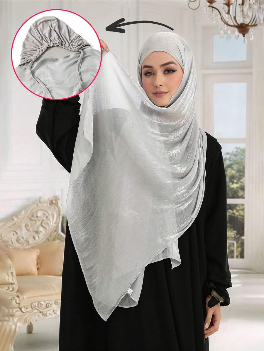 1 件女士闪亮丝滑围巾式头巾，柔软透气管状弹性头巾围巾帽，适合日常祈祷、郊游、情人节、母亲节、感恩节、圣诞节礼物，适合家人、姐妹、朋友、母亲