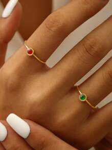 1pc Elegant Luxurious Exquisite Minimalist European Retro Chic High-End 18k Gold Plated Stainless Steel Zirconia Diamond Geometric Pattern Ring, Suitable For Summer, Holidays, Travel, Work, Daily Wear, Parties And Gatherings, Women Jewelry