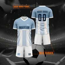 潘帕斯雄鹰阿根廷定制图案和标志，姓名和号码男女通用足球衫，透气速干时尚运动 T 恤，适合羽毛球、排球和足球训练