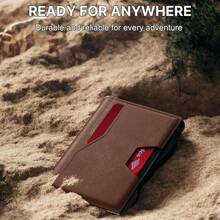 Wallet For Men Wallet With Slim Pop Up Card Holder 9-13 Cards, Bifold Minimalist Smart Wallet RFID Blocking Credit Card Holder With ID Window & Cash Slot Compact Metal Aluminum Card Case - Brown - View 2