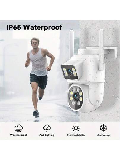 2.4G/5GHz Dual Lens Security Camera, 360° Rotating Tilting WiFi Surveillance Night Vision, Automatic Tracking, Two Way Audio, Outdoor Home Monitoring System, USB Power Supply, Motion Detection, Wireless, Security, Anti Social Attacks, Camera view 5