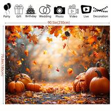 1 pièce Toile de fond thème automne, citrouille, feuille de Thanksgiving, 180 x 230 cm, bannière de fête, décoration de fête de récolte d'automne campagnarde de Thanksgiving, fond de photographie, convient pour salle de vie familiale, chambre à coucher, studio photo, réunion en ligne - Multicolore - Voir 1