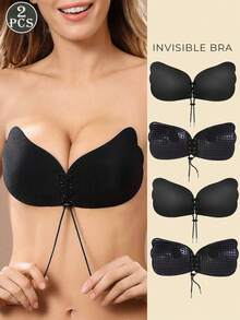 1/2 件装自粘隐形聚拢文胸套装 - 无肩带露背文胸，无缝提拉，透气防下垂，适合搭配婚纱和夏季服装 - 彩色 - 查看 26
