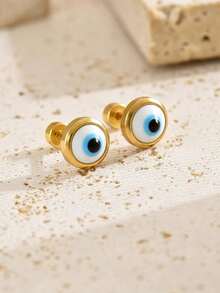 1 Pair Fashionable, Minimalist, Versatile, Elegant, Cute Eye & Turquoise Stud Earrings For Women - Multicolor - View 15
