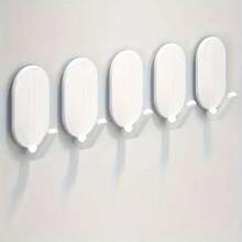 5pcs Heavy Duty Adhesive Hooks - No Drill Needed, Great For Bathroom & Toilet, Multi-Function Wall Mounted Hanger For Clothes, Towels And Robes, Bathroom Accessories | Modern Wall Mounted Hanger | Easy Installation Hooks, Bathroom Towel Rack