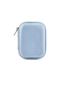 Bolsa organizadora digital portátil, caja de almacenamiento protectora de color caramelo de piel sintética (PU) adecuada para adaptador de carga, cámara pequeña, unidad flash USB, cable de datos y otros accesorios digitales - Blanco - Ver 14