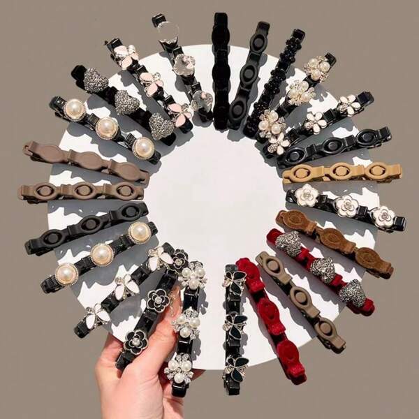 1 pièce Clip de tressage de cheveux en fausse perle blanche pour femmes, outil de coiffure élégant et doux pour le quotidien et les fêtes. Pinces à cheveux, barrettes à cheveux, accessoires pour cheveux avec perles, pour l'école