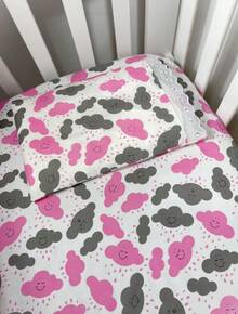 Laura Baby 2-Piece Sheet Set For American Standard Crib Or Mini Crib 100% Cotton - 粉紅雲 - 查看 1