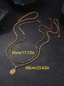 2 pièces Set collier pendentif Vierge Marie plaqué or 18 carats en acier inoxydable, convient pour un port quotidien ou comme cadeau de remise des diplômes