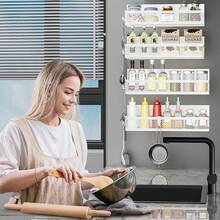 Magnetic Spice Rack Refrigerator, 3 Pack Magnetic Shelf Refrigerator, Movable Magnetic Basket Is Used Side Storage In Ovens, Microwaves, Or Washing Machines - trắng - Xem 8