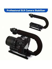 Universeller Kamera-Stabilisator für DSLR/Smartphone | 360° verstellbare U-förmige Stativhalterung mit rutschfestem Griff | Tragbarer ABS-Vlogging-Ständer für Outdoor-Aufnahmen & Videos | Werkzeuglos kompatibel mit iPhone, Android-Handy für Sommerurlaub, Reise-Vlog, Outdoor-Aktivitäten, Live-Streaming, stabilisierter Vlogging-Gimbal-Stabilisator Handystabilisator