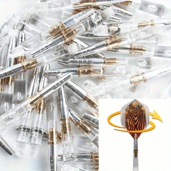 Klare Kunststoff Dartschäfte mit drehbarer Flosse - Premium-Ersatz Dart-Zubehör für Stahldart- und Softdart-Pfeile