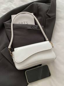 Fashionable Solid Retro Minimalist Elegant Shoulder Bag - White - View 7