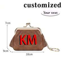 Customized Coin Purse, Small Retro Clip Coin Purse, Women's First Layer Waxed Cowhide Coin Bag Storage Bag With Key Chain, Can Be Used As A Bag Accessory, Suitable For Daily Outings To Store Lipstick Keys, Change, Charging Money, Etc.
