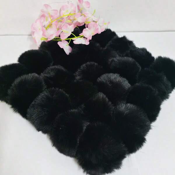 20 pièces Pompon faux fourrure - pompon moelleux de 7 cm de diamètre avec boucle élastique, accessoires pour porte-clés, écharpes, gants, sacs