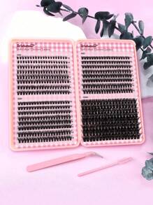 640pcs D-Curl Eyelash Extension Kit, 10D 20D 30D 40D 50D 60D 80D 100D 120D 150D 8-16mm DIY Individual False Eyelashes, 3D Mink Curl Dramatic Messy Lashes For Makeup, Cosplay, Daily Wear