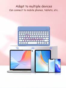 Teclado inalámbrico personalizado para tableta, personalización del nombre, estiloso teclado inalámbrico multilingüe, idioma de escritura opcional (inglés/árabe/francés/alemán/tailandés/italiano/español), teclado personalizado para tableta, diseño silencioso de arco, compatible con smartphones de 10 pulgadas, portátiles e iPad, otras tabletas, compatible con 3 sistemas operativos, adecuado para niñas, parejas, regalos de cumpleaños familiares y amigos - Rosa - Ver 4