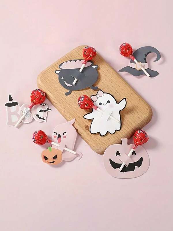 96 piezas Tarjetas decorativas con diseño de calabaza y fantasma para empaquetar dulces de Halloween, decoración de mesa para fiesta, cumpleaños, boda