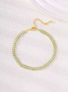 Bracelet de cheville à la mode bohème en perles de turquoise bleue en alliage de cuivre, chaîne pour les pieds, convient pour le port quotidien des femmes, vacances à la plage, fête, cadeau de vacances pour les filles