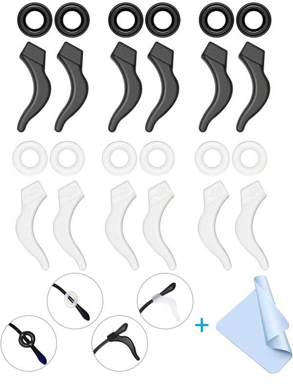 12 Pairs Eyeglasses Ear Grips, Anti Eyeglass Retainer, Premium Silicone Ear Hook, Keep Glasses From Slipping Down Your Nose, Simple, Effective Helper For Kids, Adults, Sports, Study & Work