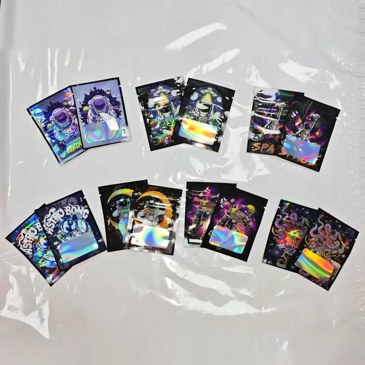 100 Piezas de bolsas de Mylar, de 2,36 * 3,15 pulgadas, bolsas de aluminio reutilizables con ventana transparente, a prueba de olores y sellables, bolsas de embalaje de regalo con efecto holográfico 3D - 2,36 x 3,15 pulgadas - Añade 9