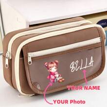 Personalized Customized Pen Bag And Stationery Box For Boys And Girls - Resistant To Dirt, Wash-Free, Large Capacity, Quality Pencil Box, Customized Photos/Names, Back-To-School Season, Back-To-School Supplies Gift For Mom Halloween Edit Back To School Campus Style Campus Style High School Supply Merry Christmas