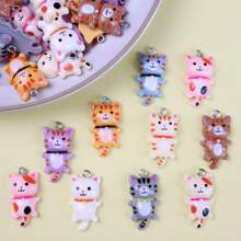 Pingente de Gato Fofo de Resina com Tamanho de 15*27mm, Atacado para Clips de Cabelo, Brincos, Colar, Acessórios de Chaveiro DIY