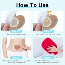 30PCS Disposable Castor Oil Patches For Self-Adhesive, Highly Absorbent, Leak Proof, Portable, Abdominal Sticker (Oil-Free) (Heart-Shaped, Skin Color)